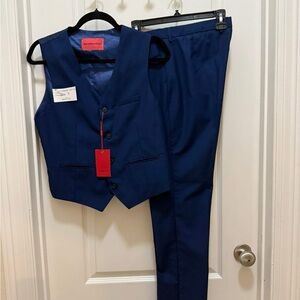 Youth Boys Navy Blue Suit Vest & Pants Set size 18Y
